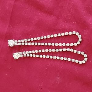 Silver Crystal Drop Earrings Pierced